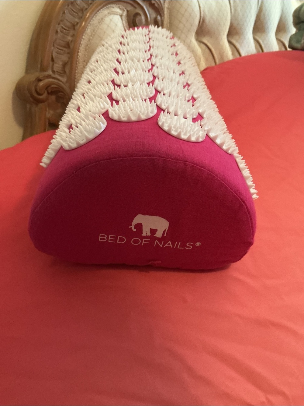 Bed of Nails Acupressure Pillow - Hot Pink with White Spikes